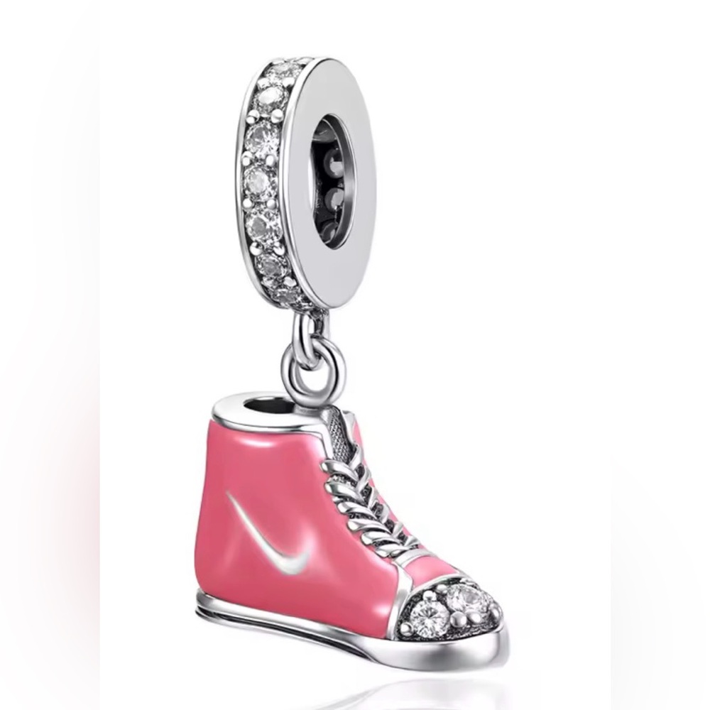 Silver & Pink Sparkle Nike Sneaker Dangle Charm